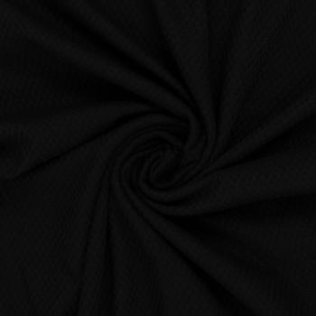 Baumwoll-Jacquardjersey Waffelstruktur Schwarz by Swafing